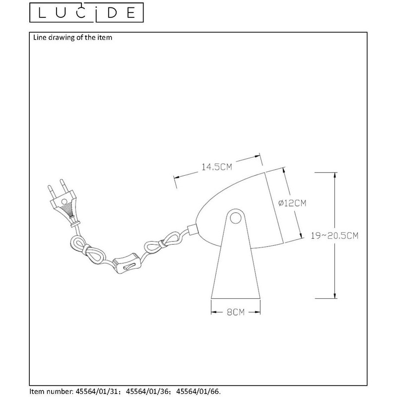 LUCIDE CHAGO Table Lamp 1 x E14 Grey