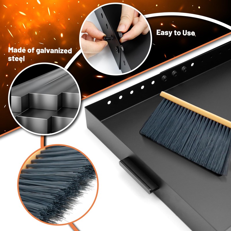 GCGOODS Fireplace Tray with Handles, Expandable Ember Holder Fireplace Pan
