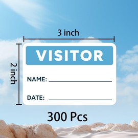 Visitor Pass Stickers – 300 Writable Name Tag Labels, 2 x 3 Inch, Self-Adhesive Identification Badges for Office, School, Events (Light Blue)
