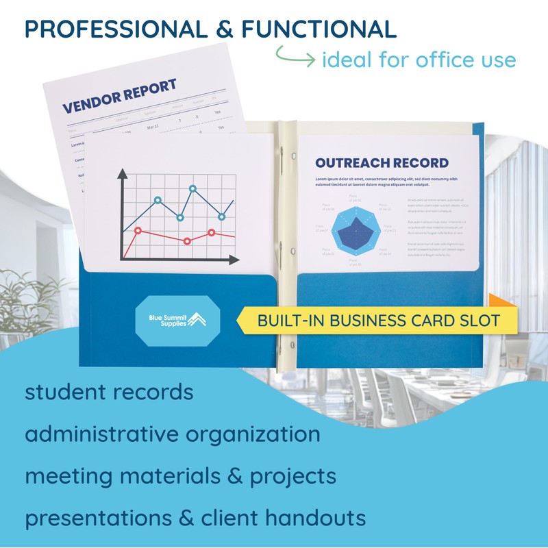 Blue Folders with Prongs, Blue Folders with Pockets and Prongs,