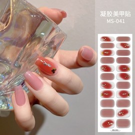 [Overseas] Gel Nail Strip Gel Nail Sticker In Wind Laser Gold Tiktok Same Type One Piece Generation Nail Vinyl Wrapping for Easy Packaging/ MS-125 4ea