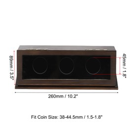 PATIKIL Münzvitrine, 3 Fächer, Münzbox, Münzbox mit Münzhalter, passend für 38–44,5 mm Münzen für Silber-Dollar-Sammler, Braun