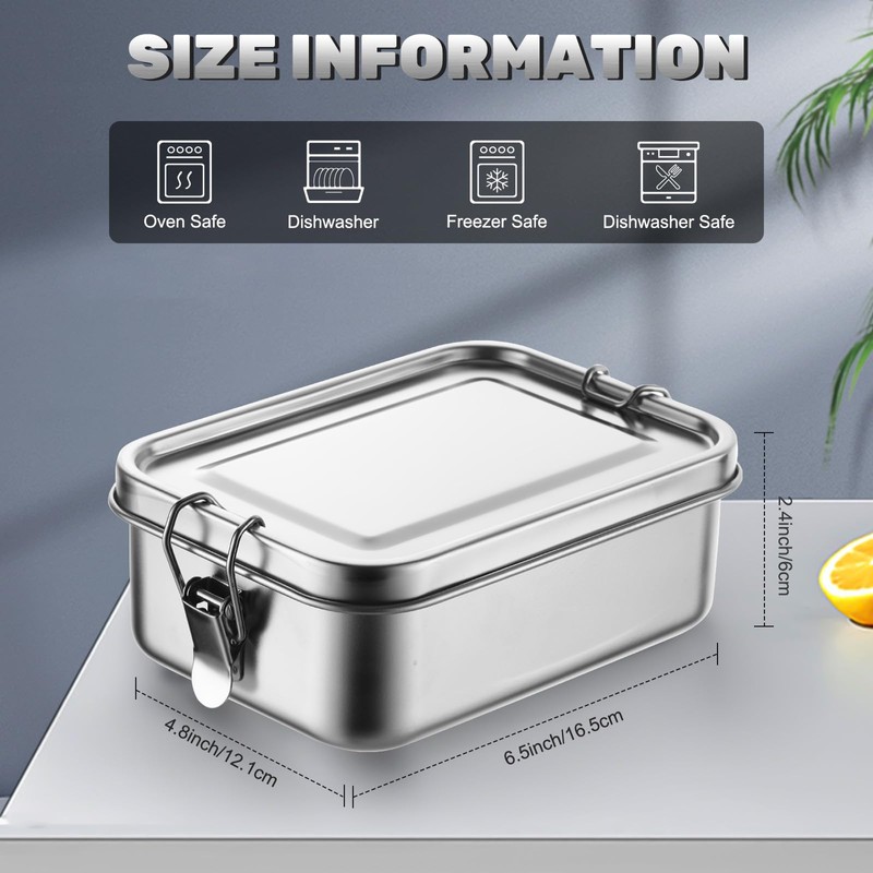 Umigy 4 Pcs Stainless Steel Food Containers Metal Bento Lunch