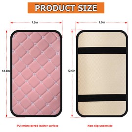 HZEL Car Center Console Cushion Pad, PU Leather Vehicle Armrest Protection Cover, Waterproof Automotive Interior Arm Rest Seat Box Mat Accessories, Universal for SUV, Sedan, Truck (Pink)