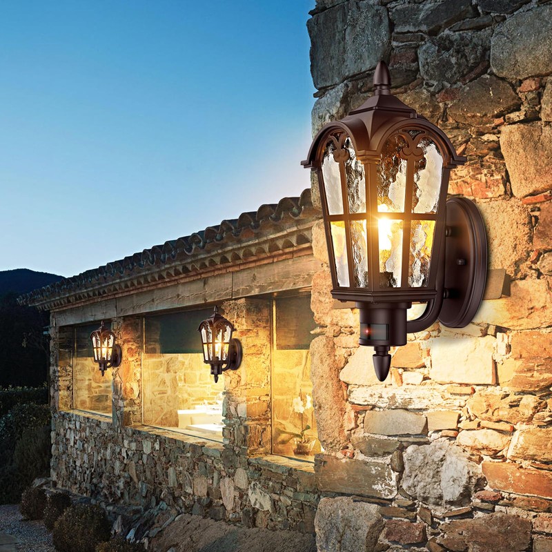 16in 2-Pack Large Motion Sensor Outdoor Wall Lights, Dusk to