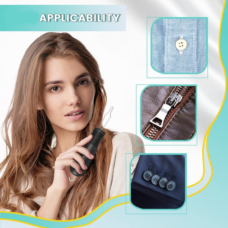 Button Hook and Zipper Pull,Disability Aids One Hand Buttons Aids