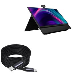 BoxWave Cable Compatible with Newline Flex (27 in) - DirectSync PD Cable (10ft) - USB-C to USB-C (100W), Long 10 Foot PD Braided Nylon Alloy Cable - Jet Black