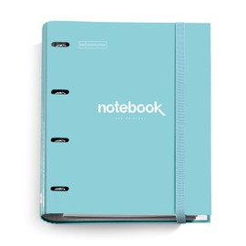 Miquelrius - Notebook Ring Binder with 4 Rings with 100 Squared Sheets Folder with Elastic Band Sky Blue