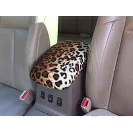 Auto Console Covers- Fits The Acura RDX 2019-2024 Center Console Armrest Lid Cover Protective Fleece Fabric - Leopard Print