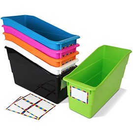 Really Good Stuff Magazine, Book, File & Binder Holder (Set of 6) | Vertical Storage & Organization Bins for Narrow Spaces - Ideal Organizer for Classroom, Library & Homeschool Storage - Comes in a Variety of Neon Colors
