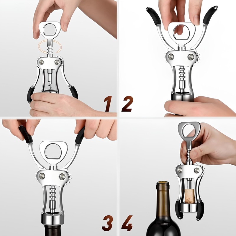 Corkscrew with Professional Bottle Opener with Two Levers Non-Slip Corkscrew