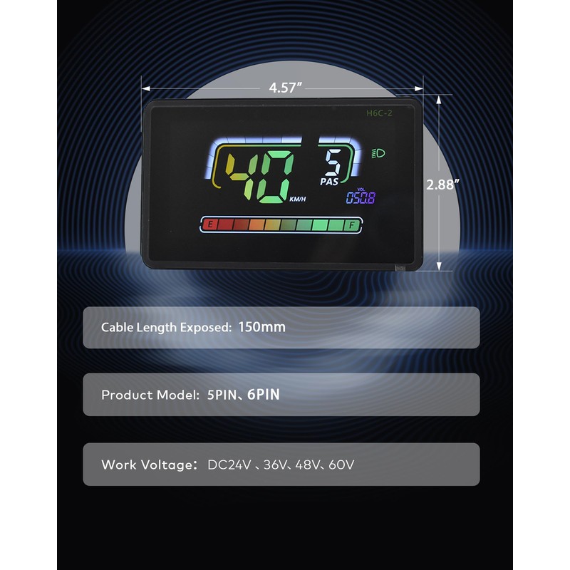 Mcezdy Ebike LCD Display, UART No. 2 Protocol, Colorful Cycling