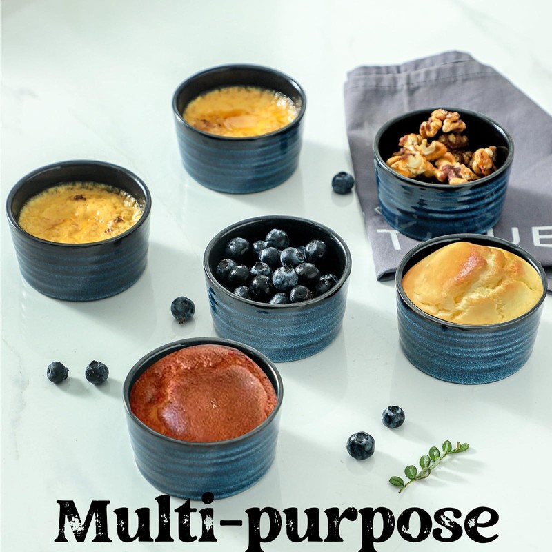 Glowworm Ceramic 4 Oz Ramekins, Dipping Sauce Bowls Set of