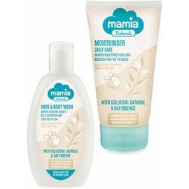 AIdi-Mamia | Naturals | Hair & Body Wash & Moisturiser Daily Care Set | Gently Cleanses & Moisturises Baby's Dry & Sensitive Skin | With Colloidal Oatmeal & Oat Essence | 250mL + 150mL [Bundle]