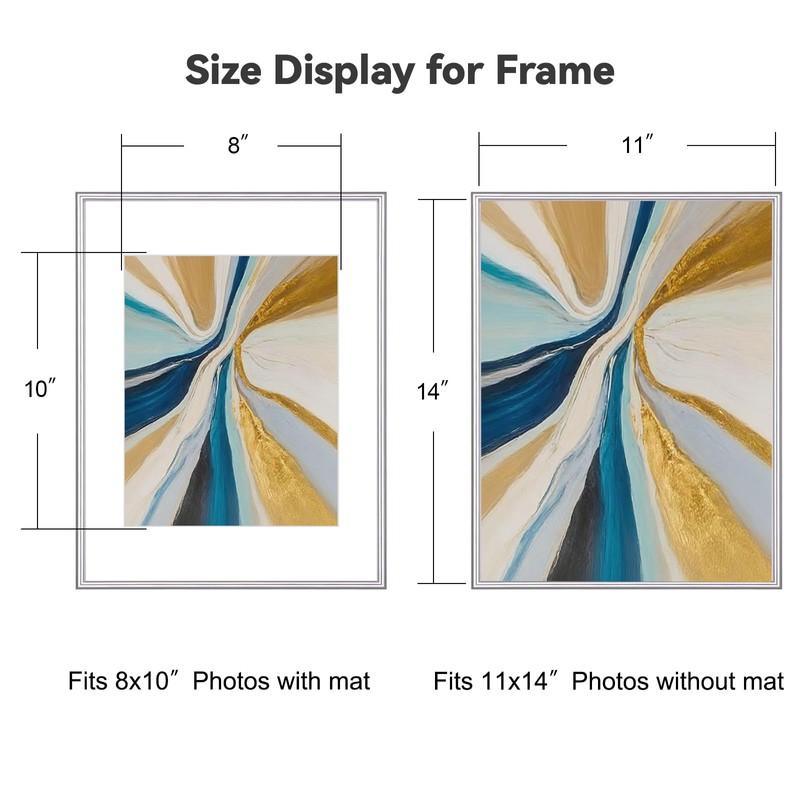 Fkvat 11x14 Silver Aluminum Picture Frame Fits 8x10 Mat HD