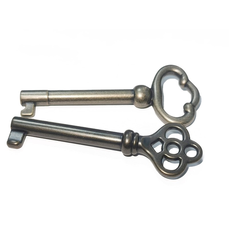 Generic Skeleton Key KY-2AB and KY-3AB Antique Brass Plated Hollow