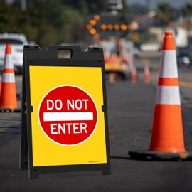 Do Not Exit Sidewalk Sign Kit, 18x24 Inches, with A Frame Stand, Made in USA by Sigo Signs