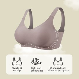 Lervanla Seamless Mastectomy Bra for Women, Pocket Post-Surgery Bra with Support Pads Comfort Lift Daily Bralettes V-neck Brown