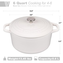 VORRINGARD Enameled Cast Iron Dutch Oven Pot with Lid, for Bread Baking, Round Bread Oven- include Sourdough Bread Baking Supplies Set, 6QT, White