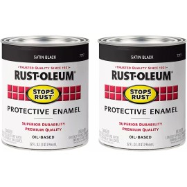 Rust-Oleum 7777502 Protective Enamel Paint Stops Rust, 32oz, Black Satin Finish