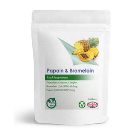 100 Tablets - Papain and Bromelain (Vegan) Protein Digesting Proteolytic Enzymes Complex
