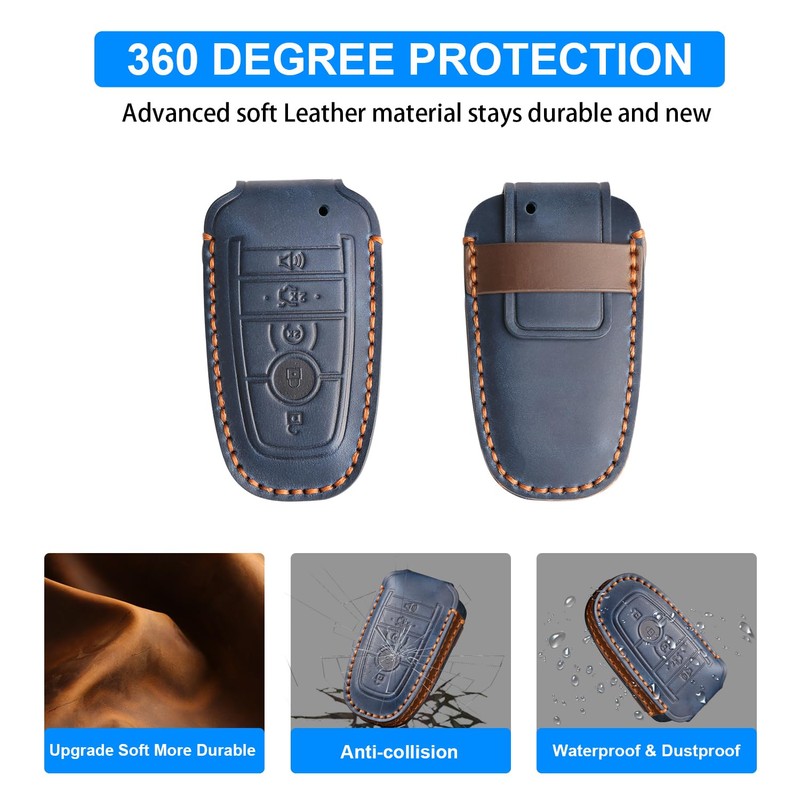 QBUC for Ford Key Fob Cover,Leather Key Shells Compatible with