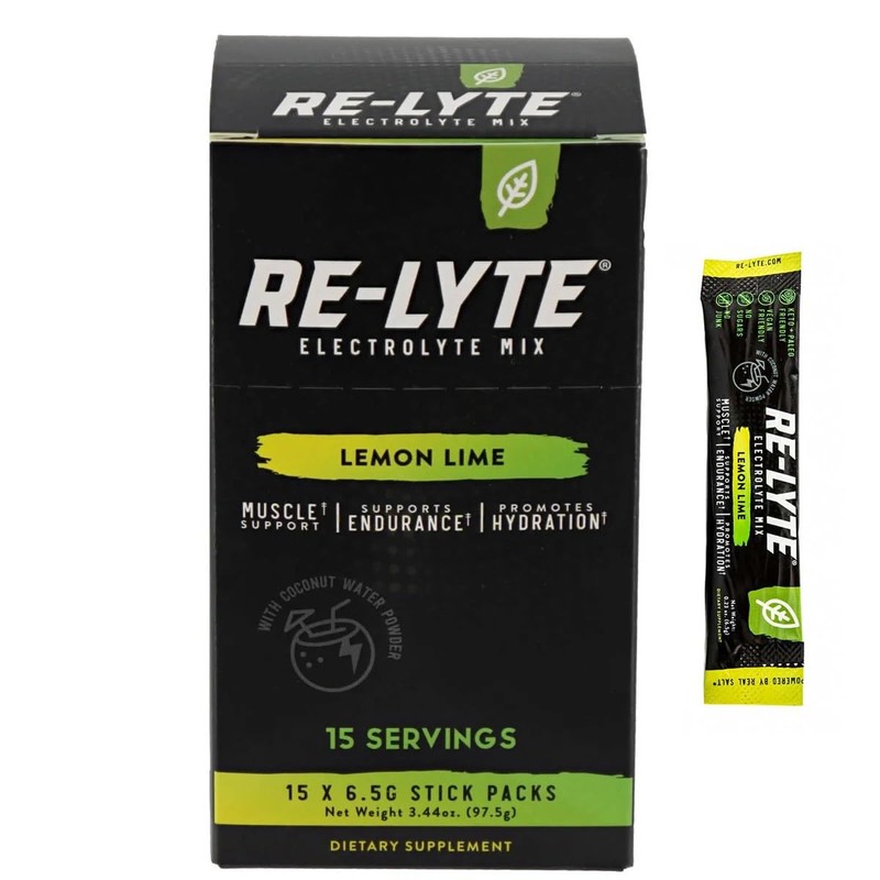 RELYTE Re-lyte Electrolyte Drink Mix Lemon Lime 15 Servings Packets