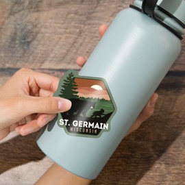 Die Cut Sticker St Germain, Wisconsin, Vector Bear Family, Contour Vinyl Sticker 3 to 6 inches, (Waterproof Decal for Cars, Water Bottles, Laptops, Coolers), Large
