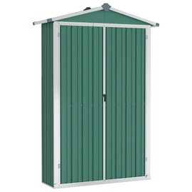 vidaXL Galvanized Steel Garden Shed Organizer - Green Outdoor Storage House for Patio, Tools, Furniture