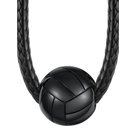 ChainsHouse Black Volleyball Necklace Pendant Charm Ball Sport Necklaces for Men Wax Rope Chain Mens Sports Jewelry Volleyball Gifts for Sports Fan