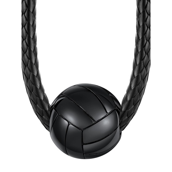 ChainsHouse Black Volleyball Necklace Pendant Charm Ball Sport Necklaces for