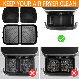 Silicone Air Fryer Liners for Ninja Foodi Dual Airfryer, Reusable 3 in 1 Air Fryer Basket Liners for Ninja AF500/ Ninja Foodi Flexdrawer Airfryer, 3pcs Replacement Airfryer Liners Kitchen Accessories