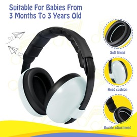 GUKOY Baby Ear Protection Noise Cancelling Earmuffs Infant HeadPhones for Babies for 3 Months to 3 Years (White)