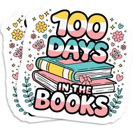 100 Days in The Books Sticker Sticker - Colorful - 2 Pack - 5" On Longest Side - PLDFS09434