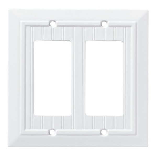 Franklin Brass W35272-PW-C Classic Beadboard Double Decorator Wall Plate/Switch Plate/Cover, Pure White