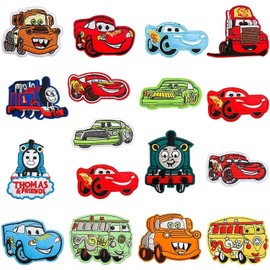 PEIONO 20 Piezas Parches para Planchar Varios Modelos, Estilos Surtidos Bordados Elegante, Hecho a Mano, Colores Vivos Adapta A Todos Los estilos, Tendencias Vintage, Diseñado para Ropa（17 piezas vehículos）