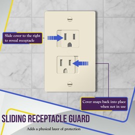 ENERLITES Child Proof Outlet Cover, Self-Closing, Fits Both Duplex and Decorator Outlet, Safety Design, Tamper-Resistant Socket Plug for Receptacle, Size 4.68" x 2.93", 8800-TR, Light Almond