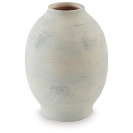 Signature Design by Ashley Clayson Vintage Indoor 10" Distressed Ceramic Tabletop Vase, Beige & Light Green