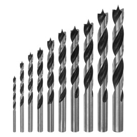 sourcing map 1set Brad Point Drill Bits 3/4/5/6/7/8/9/10/11/12mm Dia Straight Round Shank Drill Metric Brad Point Spiral Twist Drill Bits for Carpenter Woodworking Plastic Rubber