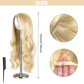 Women's Long Curly Full Hair Wavy Wig, 70 cm Long Heat Resistant Synthetic Wig with Middle Parting and Realistic Wavy Ideal for Cosplay, Carnival, Photo Shoots