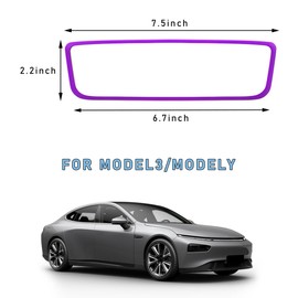 povtii Rear View Mirror Protector Frame, Silicone Automotive Interior Rearview Mirror Cover for Women Girls, Mirror Edge Protective Cover Compatible with Model 3 Y, Car Accessories (Purple)