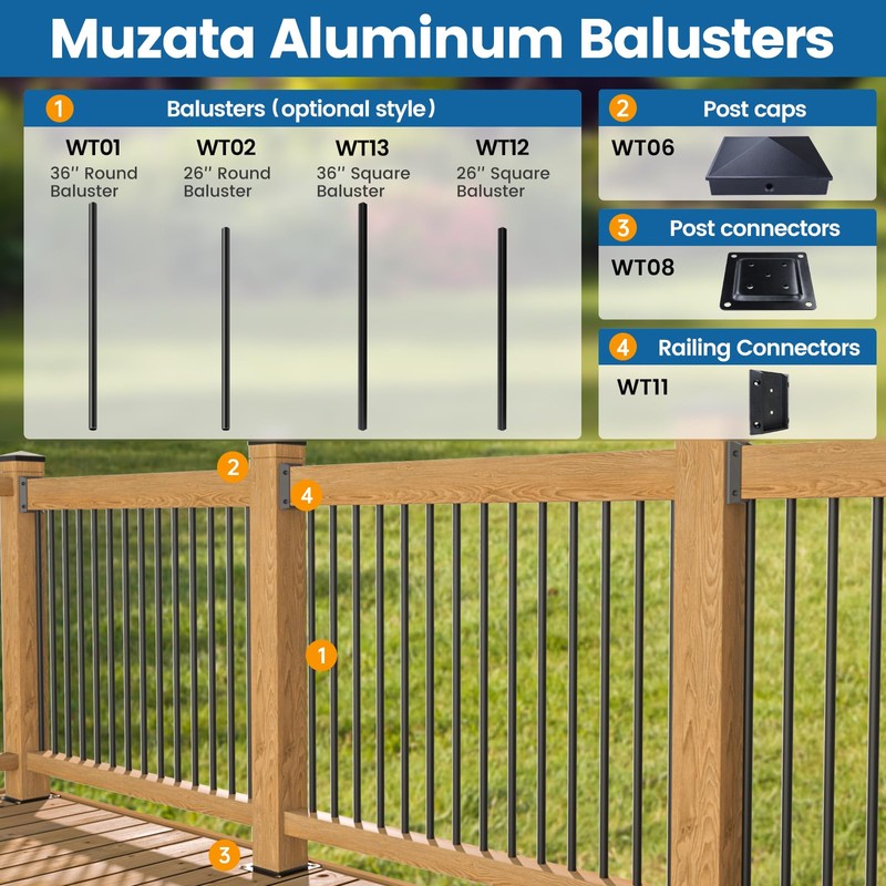Muzata 10Pack Wood Post Plate Connector Fence Post Base Plate