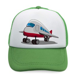 Summer Kids Trucker Hat Airplane Cartoon Style 1 Polyester Boys Girls Sun Toddler Caps Kelly Green Design Only Adjustable