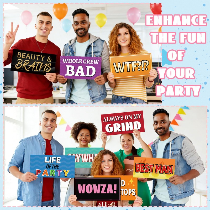 24 Double Sided Photo Booth Props 11x5.5in,Birthday & Party Decor