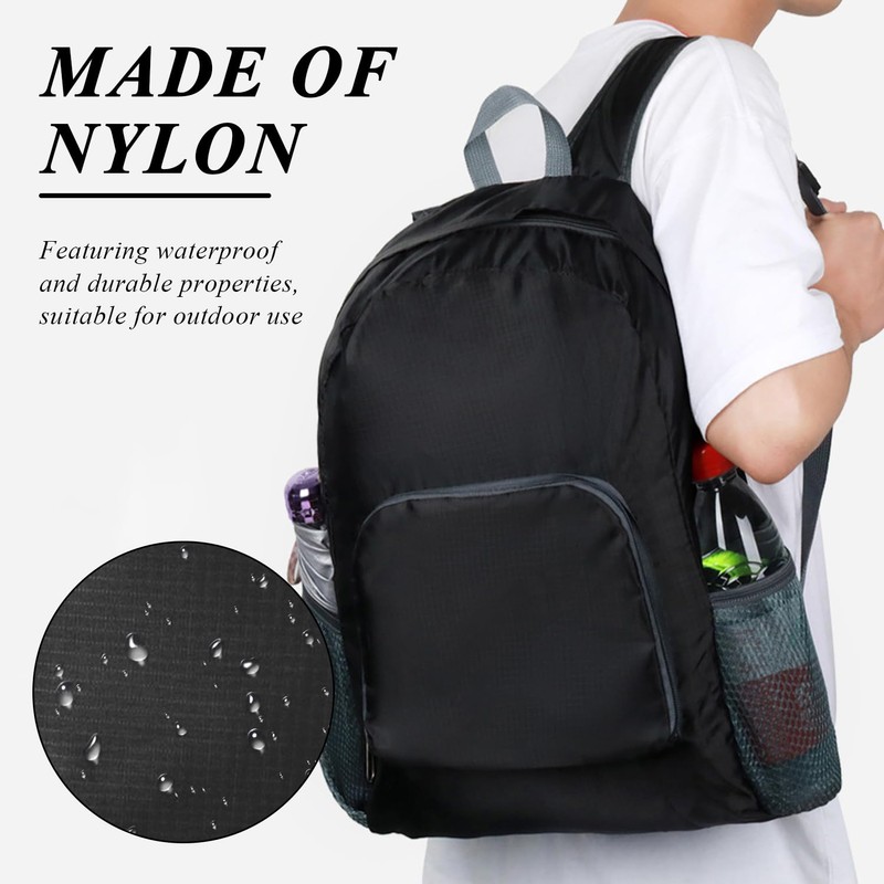 VEHYEGOI 1 Foldable Backpack And 2 Carabiners, Waterproof Portable Backpack,