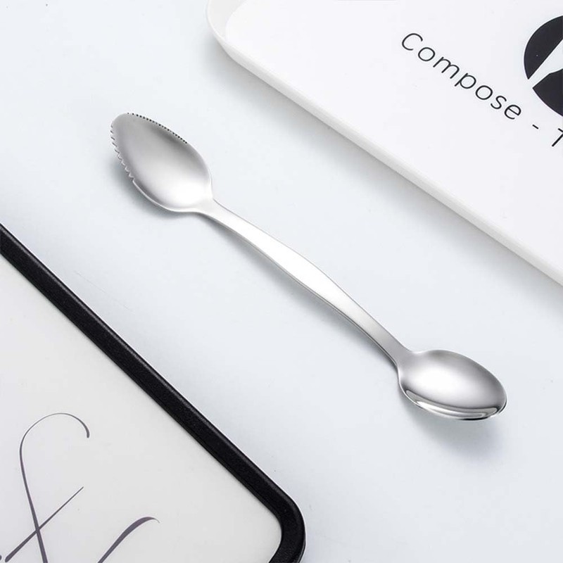 2 Packs Grapefruit Spoons Double-Headed Grapefruit Spoons Stainless Steel Spoon