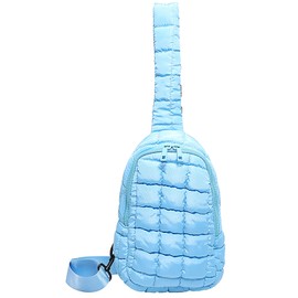 Bagtopia Sling Bag, Waterproof Sling Backpack for Women Men, Multipurpose Lightweight Puffer Crossbody Chest Bag, Trendy Quilted Hiking Daypack for Travel, Gym, Sports and Everyday Use, Blue