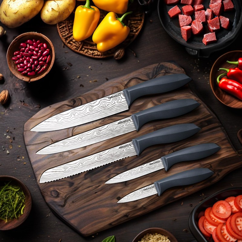 RAXCO 10-Piece Kitchen Knife Set | Stainless Steel Holder |