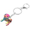 DUOWEI Enamel Rhinestone Pug Dog Keychain Charms Pet Keyring Handbag