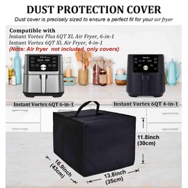 NUENSS-ROR Air Fryer Oven Cover Cap,Black Nylon Fabric Water-proof Dust-proof Protective Cover for Instant Pot Vortex 6 Quart Air Fryer Oven/Vortex Plus Air Fryer Oven,6 Quart